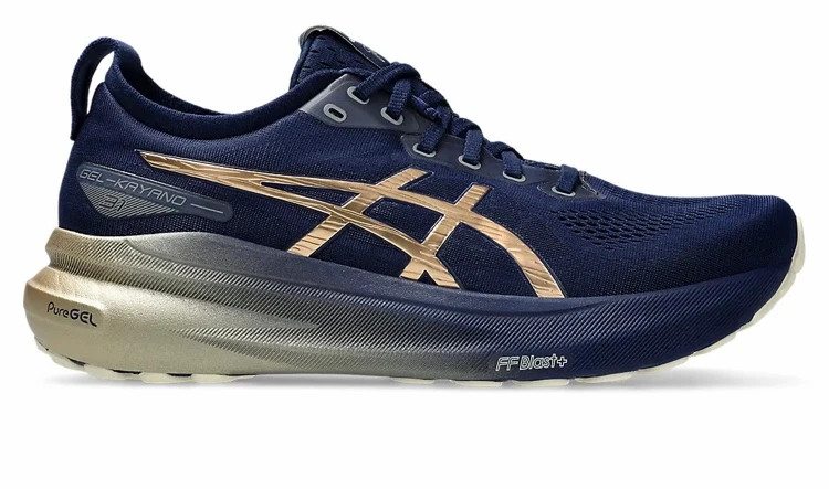 کتونی ژل کایانو 31 اسیکس آبی سرمه ای طلایی سایز ۴۰ تا ۴۵ Asics Gel Kayano 3۱