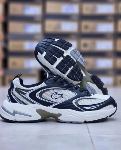 کتونی لاگوست رانینگ  استورم 96 مشکی طوسی سفید سایز 40 تا 45  LACOSTE Storm 96