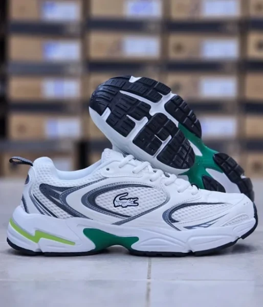 کتونی لاگوست رانینگ  استورم 96 سفید طوسی سایز 40 تا 45  LACOSTE Storm 96