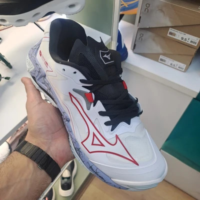کتونی تنیس و پدل میزانو سفید و قرمز سایز 40 تا 45 MIZUNO WAVE LIGHTING